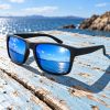 Occhiali da sole sportivi Strambata in nylon nero opaco con lenti specchiate blu