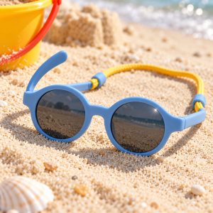 Occhiali da sole per bambini Mini Gozzo in gomma blu flessibile sulla sabbia